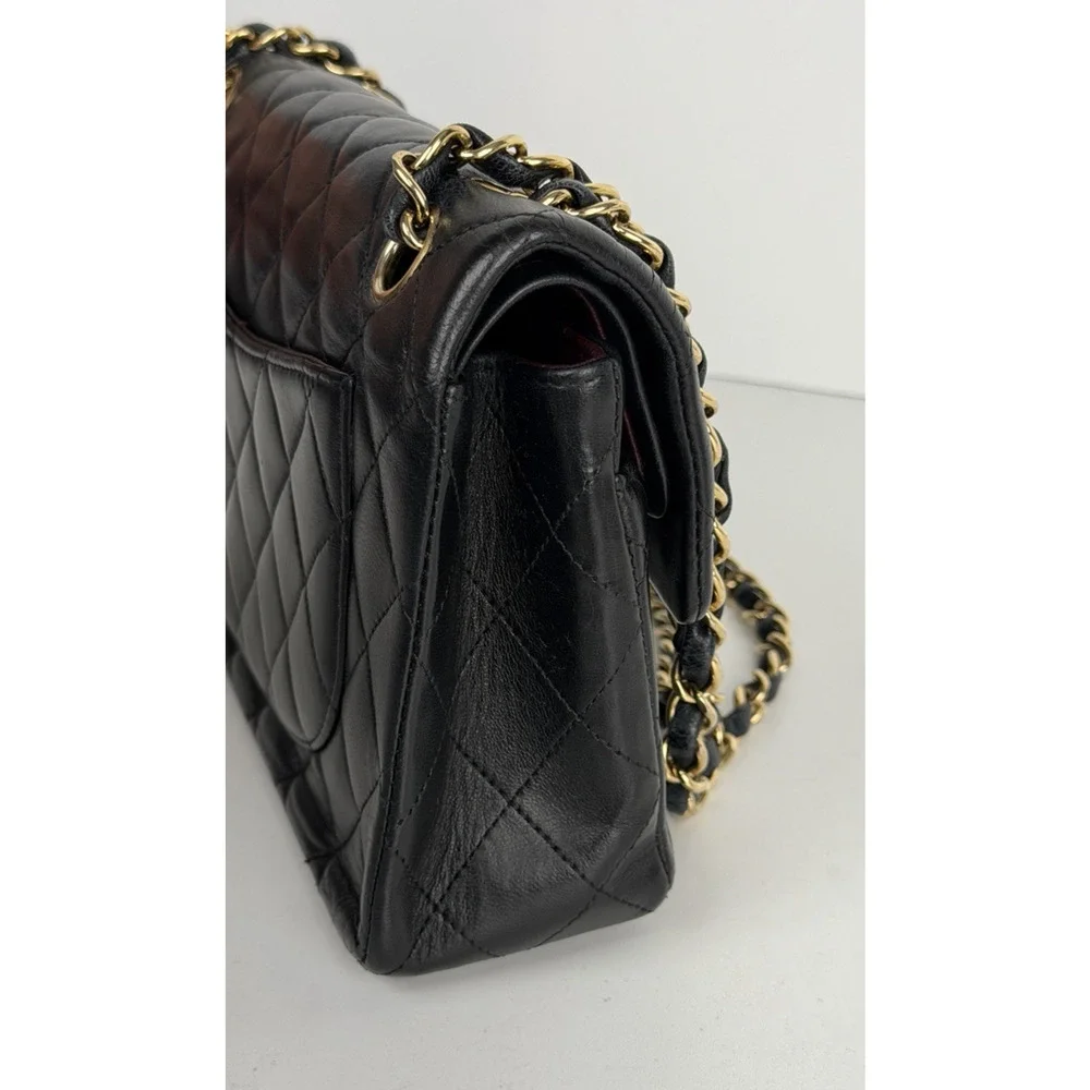 CHANEL Shoulder Bag Double Flap Small Black Quilted Leather 2009-2010 U2 - Picture 2 of 15